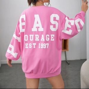 SHEIN Plus Letter Graphic Drop Shoulder Sweatshirt Dress-Pink 2XL